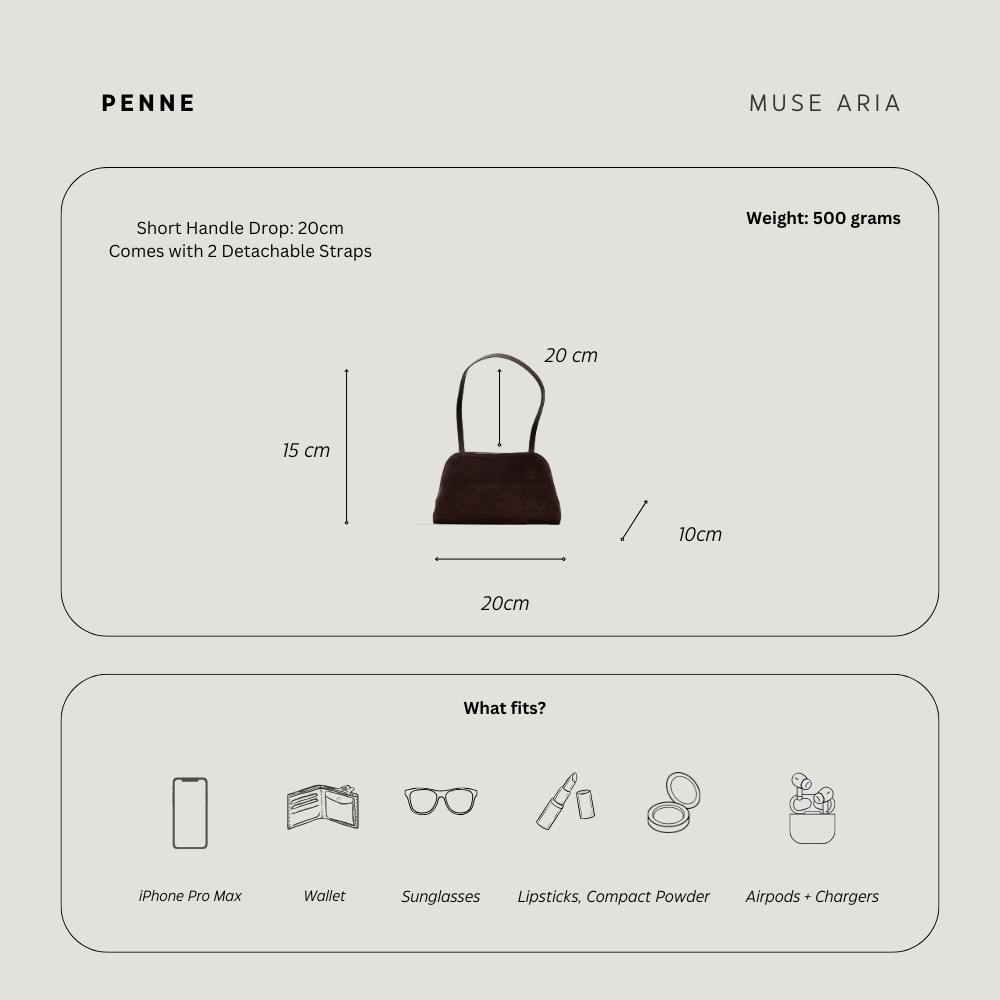 Penne Clutch Bag in Brown Suede with Removable Straps