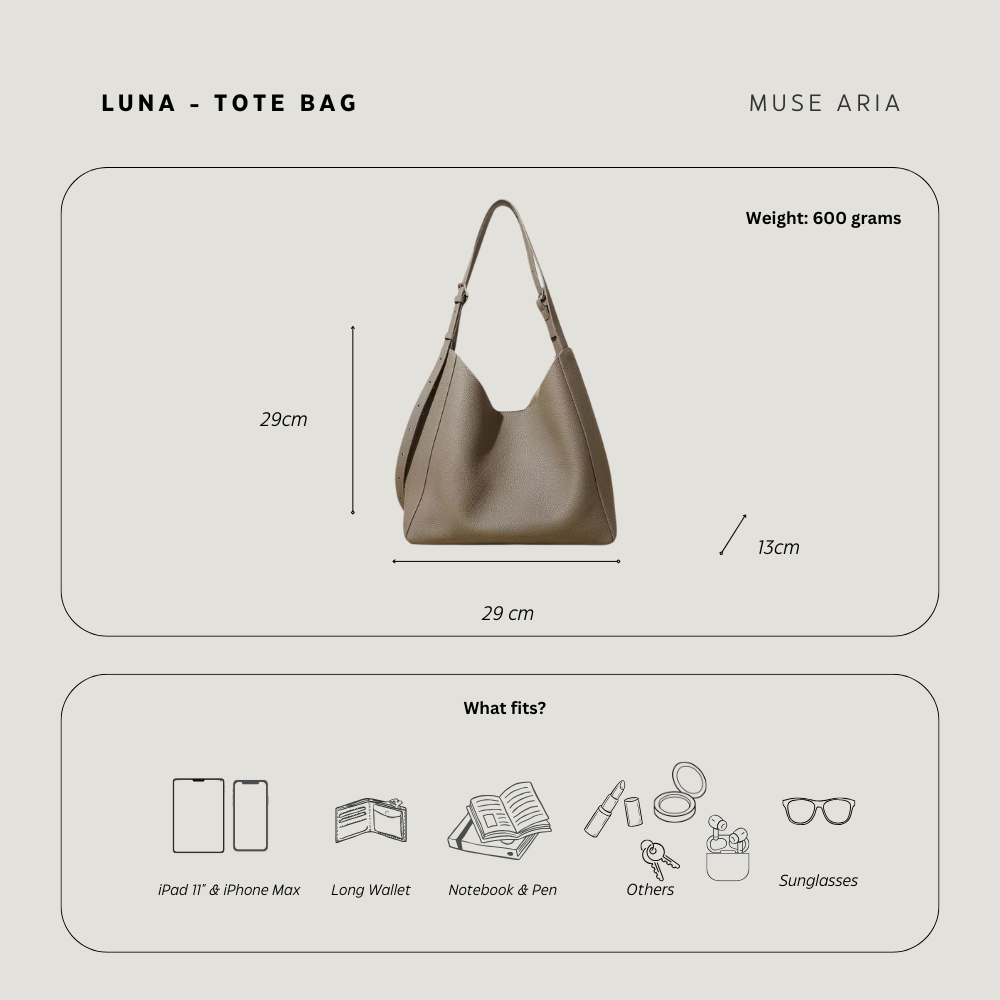 Luna - Double Strap Leather Tote Bag