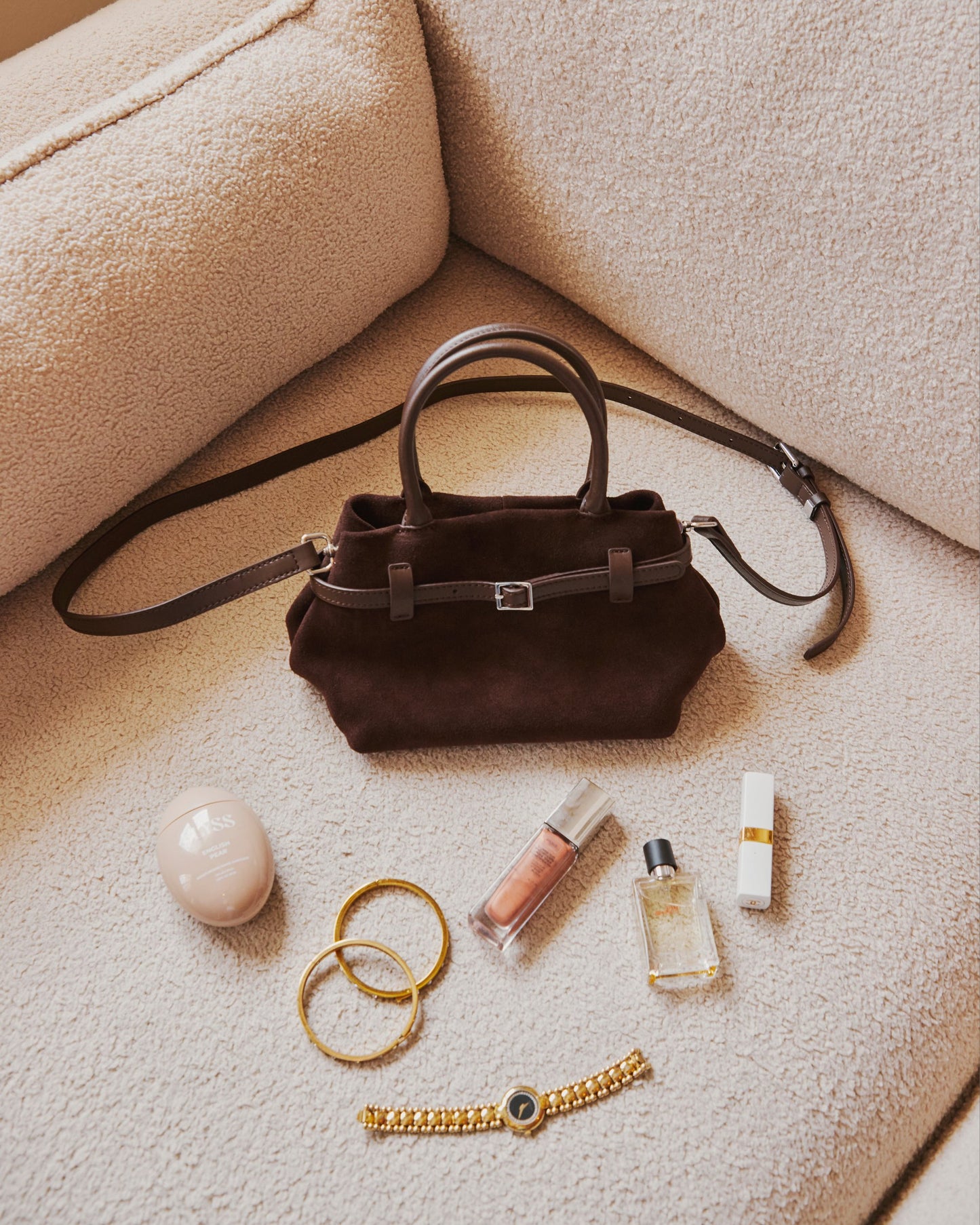 Mini Parisian Suede Top Handle Bag