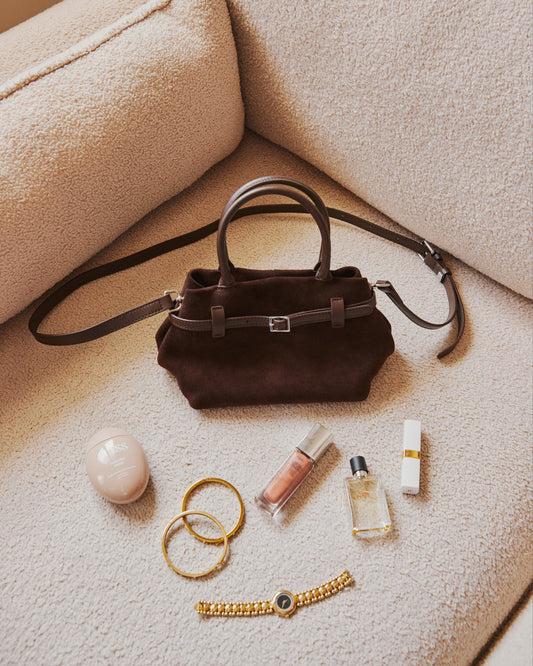 Mini Parisian Suede Top Handle Bag