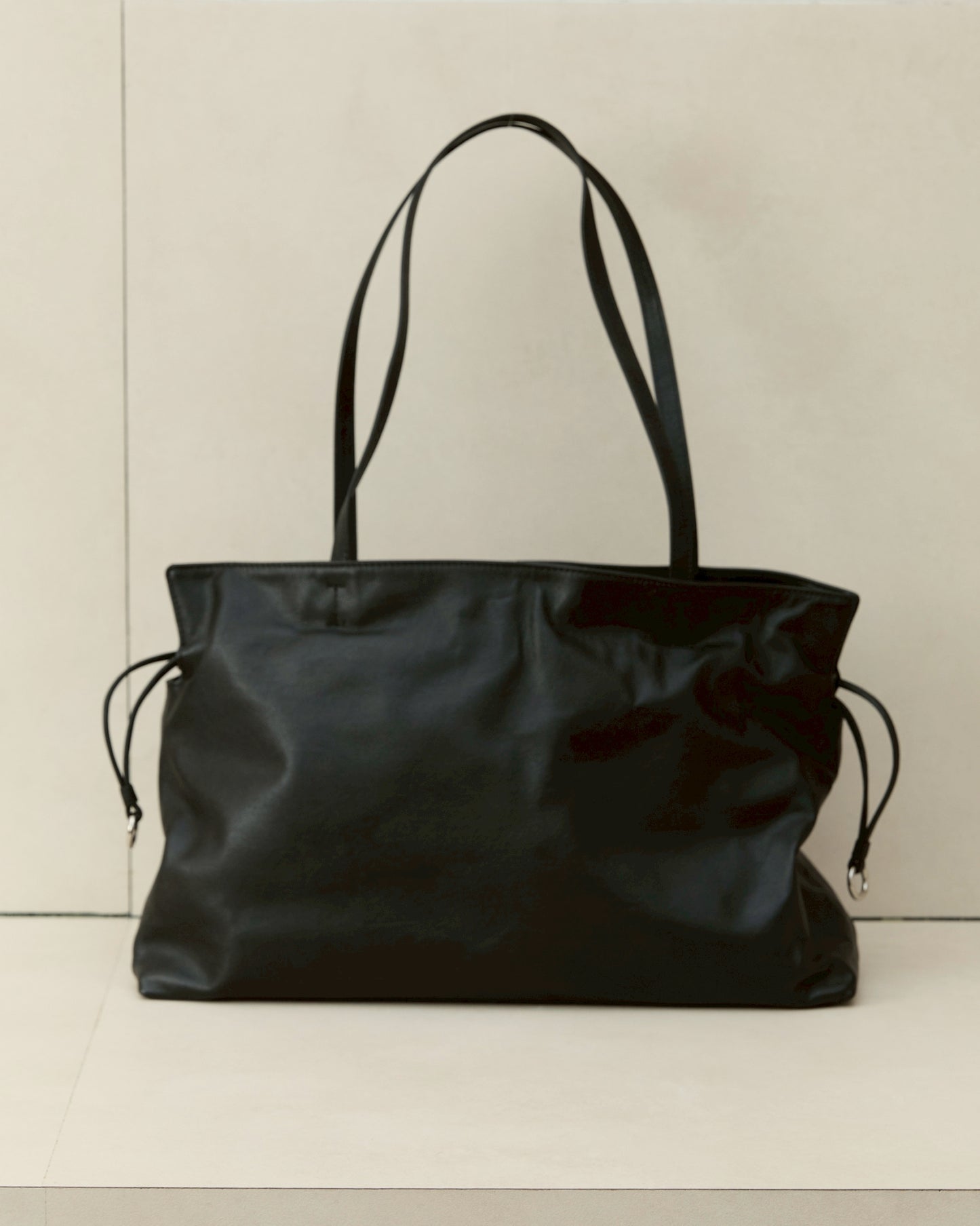Mara - Leather Drawstring Tote Bag