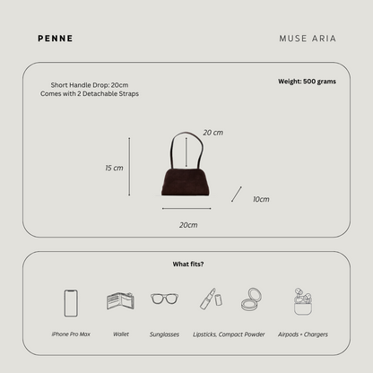 Penne Clutch Bag in Brown Suede with Removable Straps