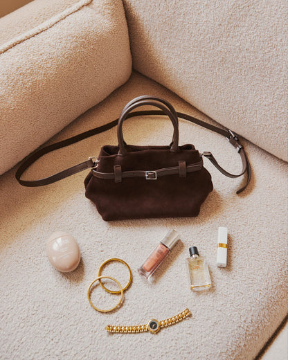 Mini Parisian Suede Top Handle Bag
