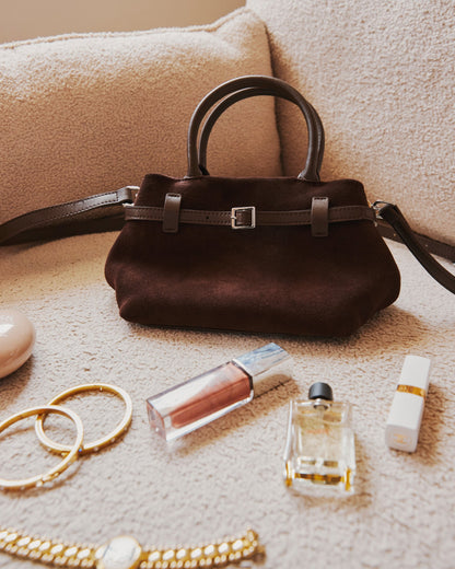 Mini Parisian Suede Top Handle Bag
