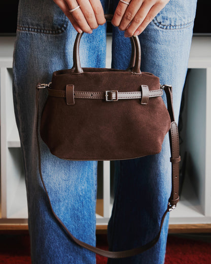 Mini Parisian Suede Top Handle Bag