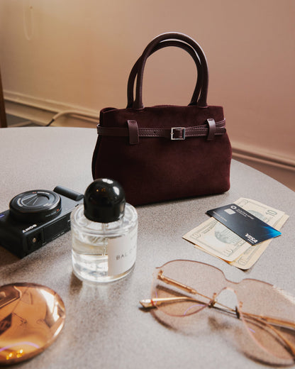 Mini Parisian Suede Top Handle Bag
