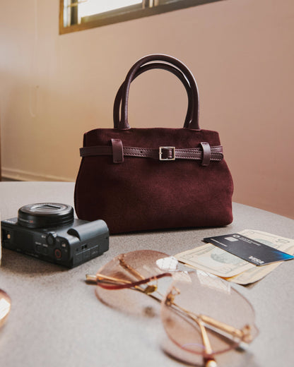 Mini Parisian Suede Top Handle Bag